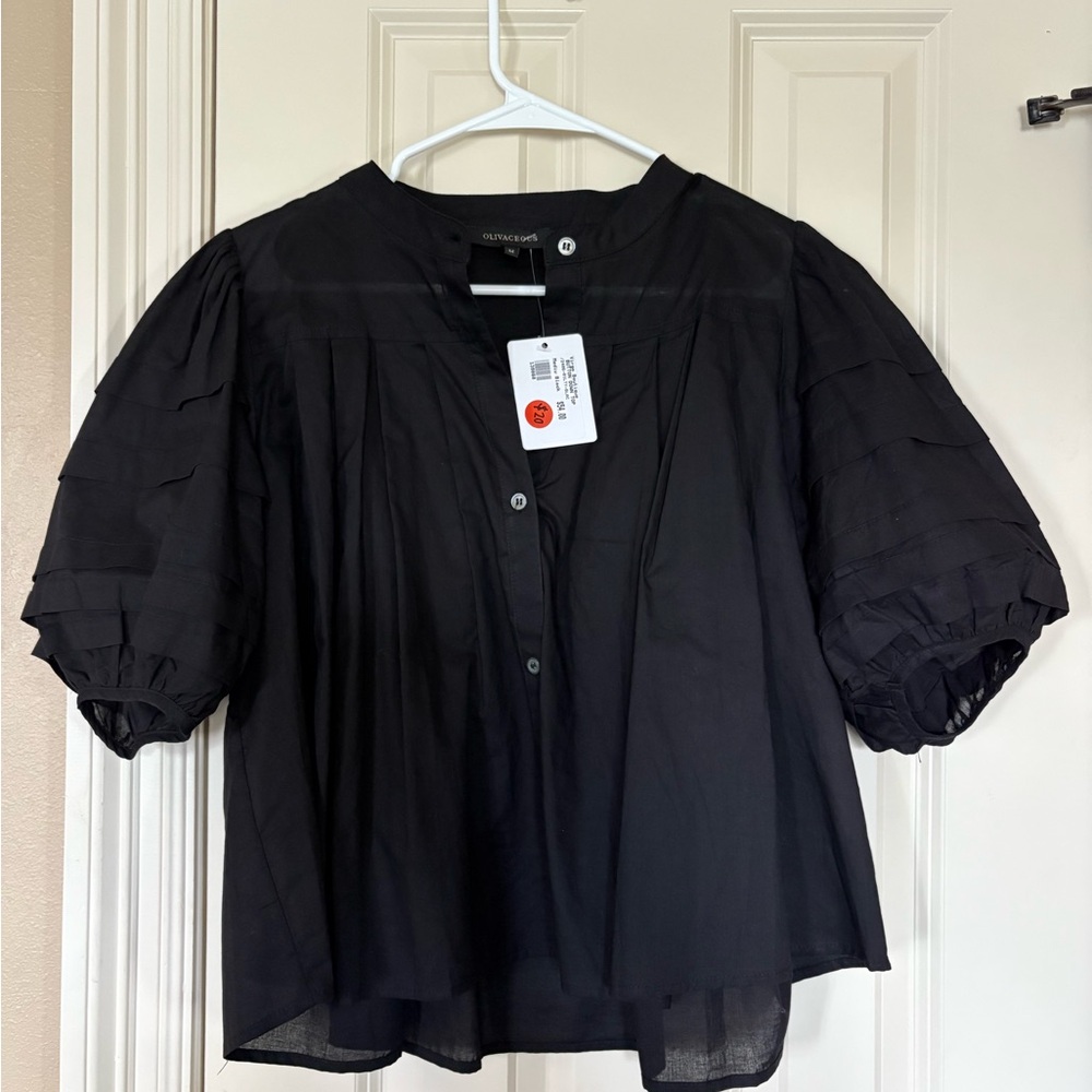 Black Puff Sleeve Top